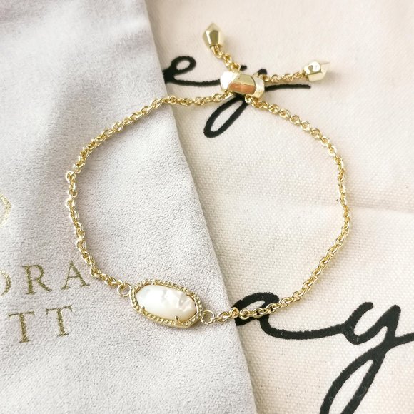 Kendra Scott Adjustable Chain Bracelet - Elaina Ivory Pearl Gold - Picture 1 of 3